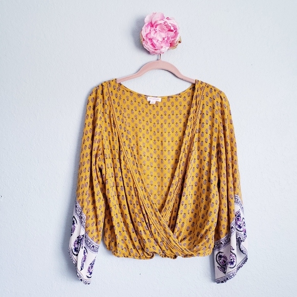 Xhilaration Tops - 3 FOR $15 Xhilaration Mustard Front Drape Boho Top
